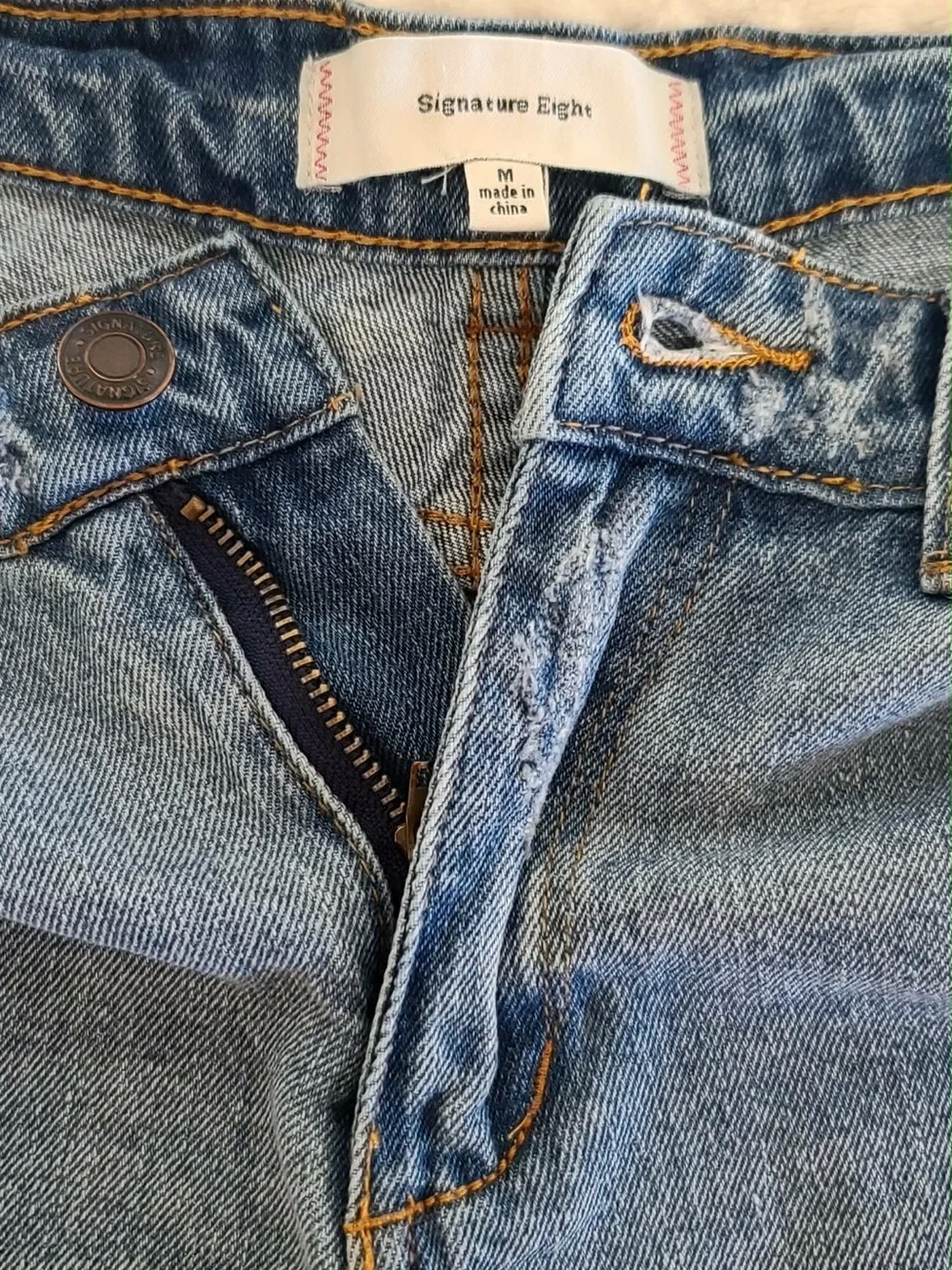 Signature Light Wash Distressed Denim Shorts